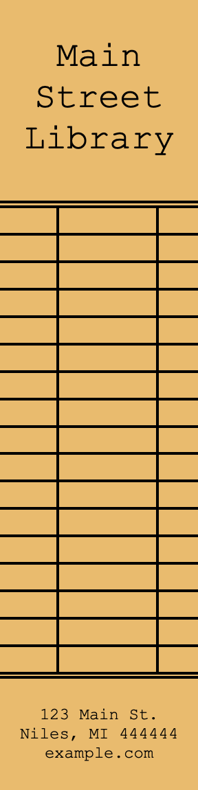 Library Themed Bookmark Template for Pages